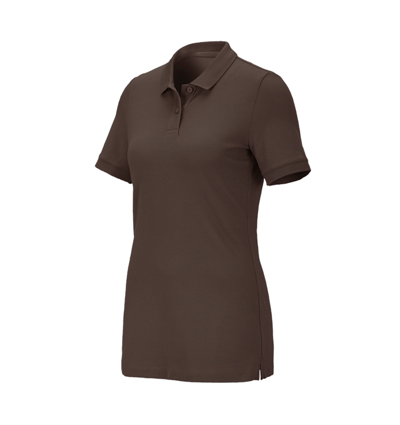 Hauts: e.s. Piqué-Polo cotton stretch, femmes + marron 2