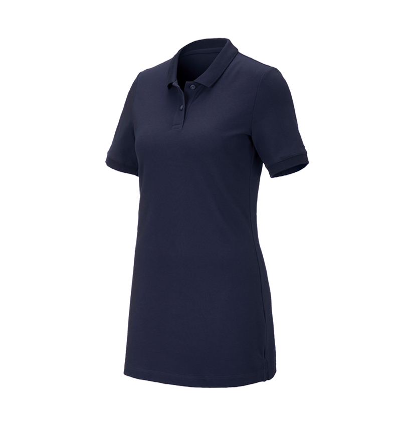 Hauts: e.s. Pique-Polo cotton stretch, femmes, long fit + bleu foncé 2