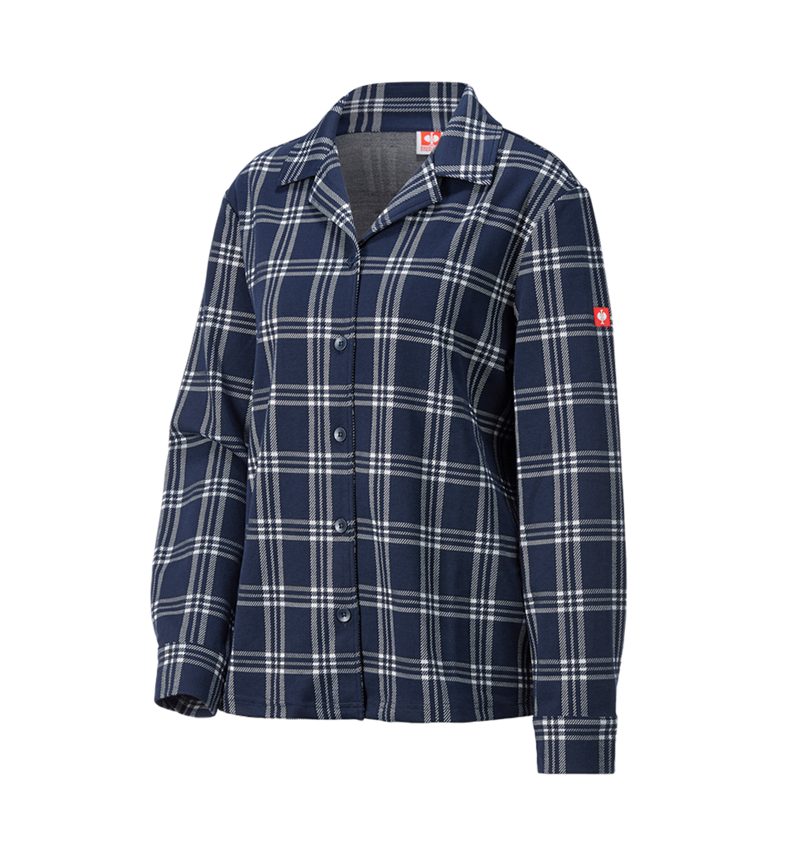 Hauts: e.s. Haut de pyjama à carreaux, femmes + bleu profond/blanc 4