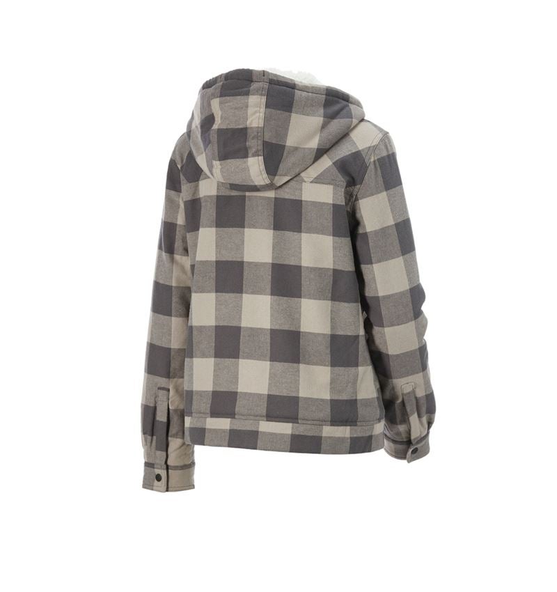 Vestes de travail: Veste à capuche à carreaux e.s.iconic, femmes + gris dauphin/gris carbone 7