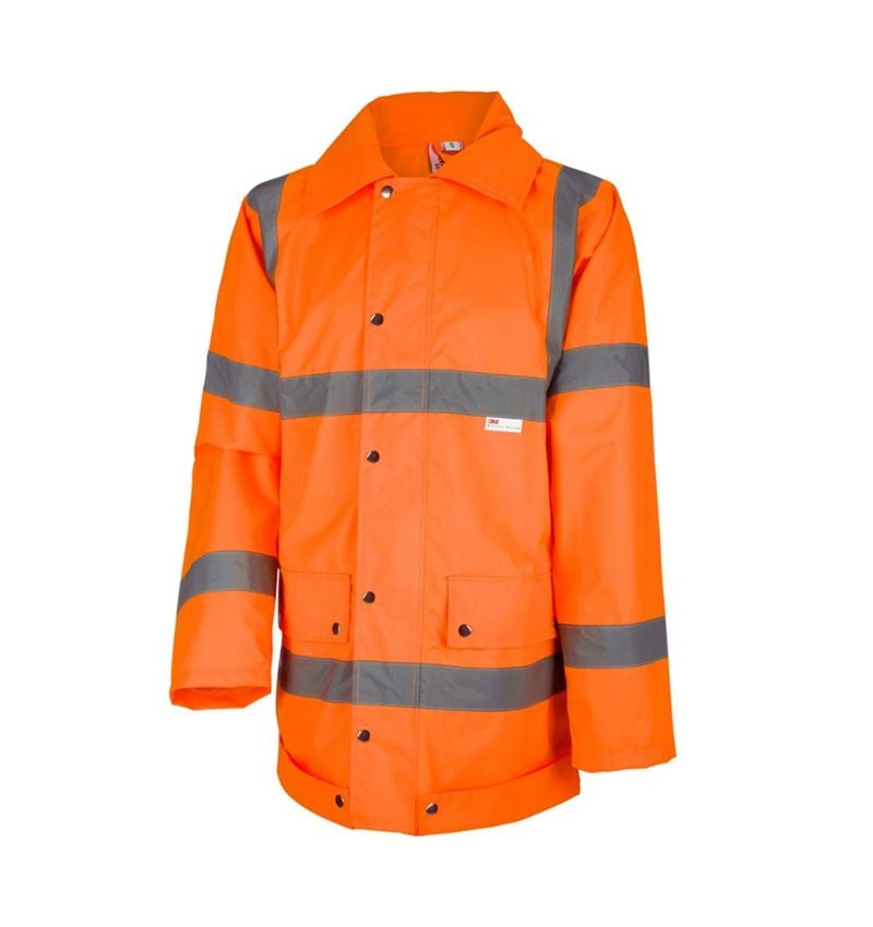 Work Jackets: STONEKIT High-vis rain jacket + high-vis orange