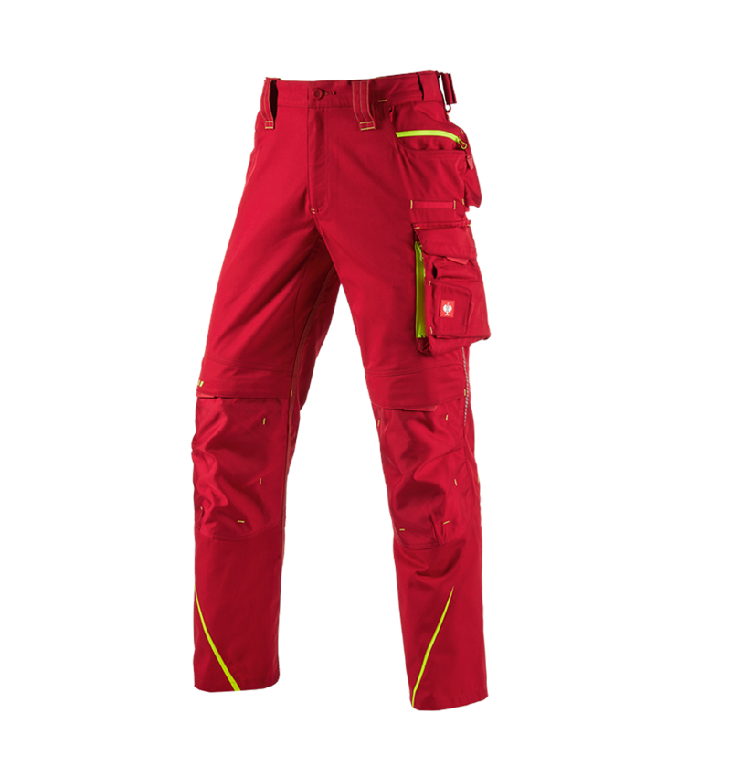 Pantalons de travail: Pantalon à taille élastique e.s.motion 2020 + rouge vif/jaune fluo 6