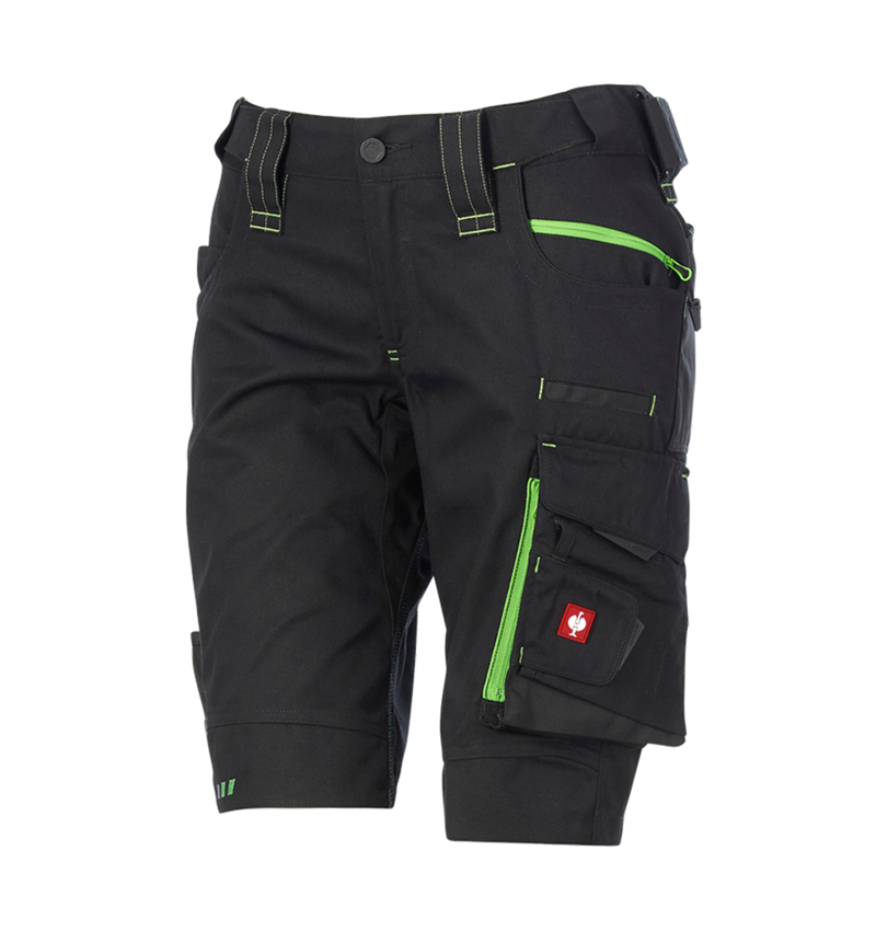 Work Trousers: Shorts e.s.motion 2020, ladies' + black/seagreen 3