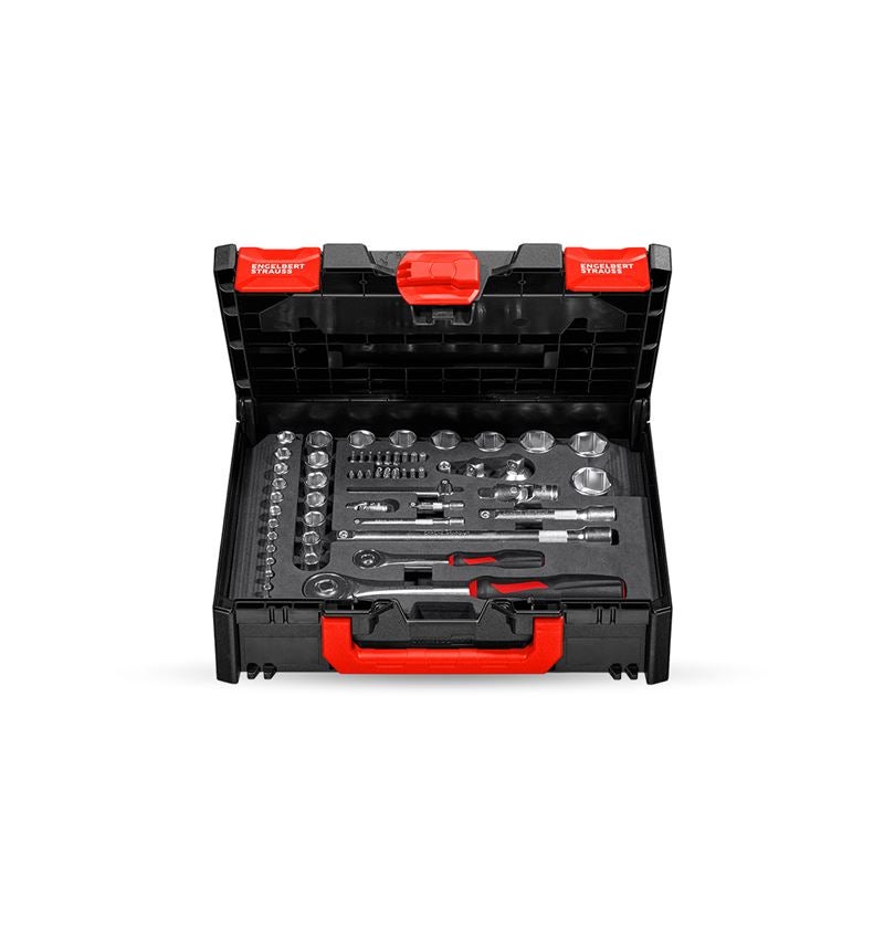 STRAUSSbox System: Socket wrench set lockfix 1/4+1/2 in STRAUSSbox