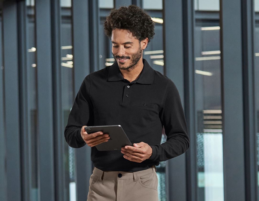 Shirts, Pullover & more: e.s. Longsleeve polo cotton Pocket + black 2