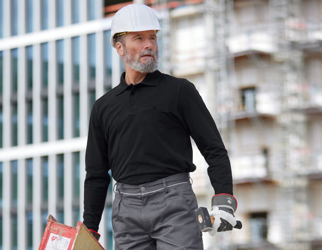 Shirts, Pullover & more: e.s. Longsleeve polo cotton Pocket + black