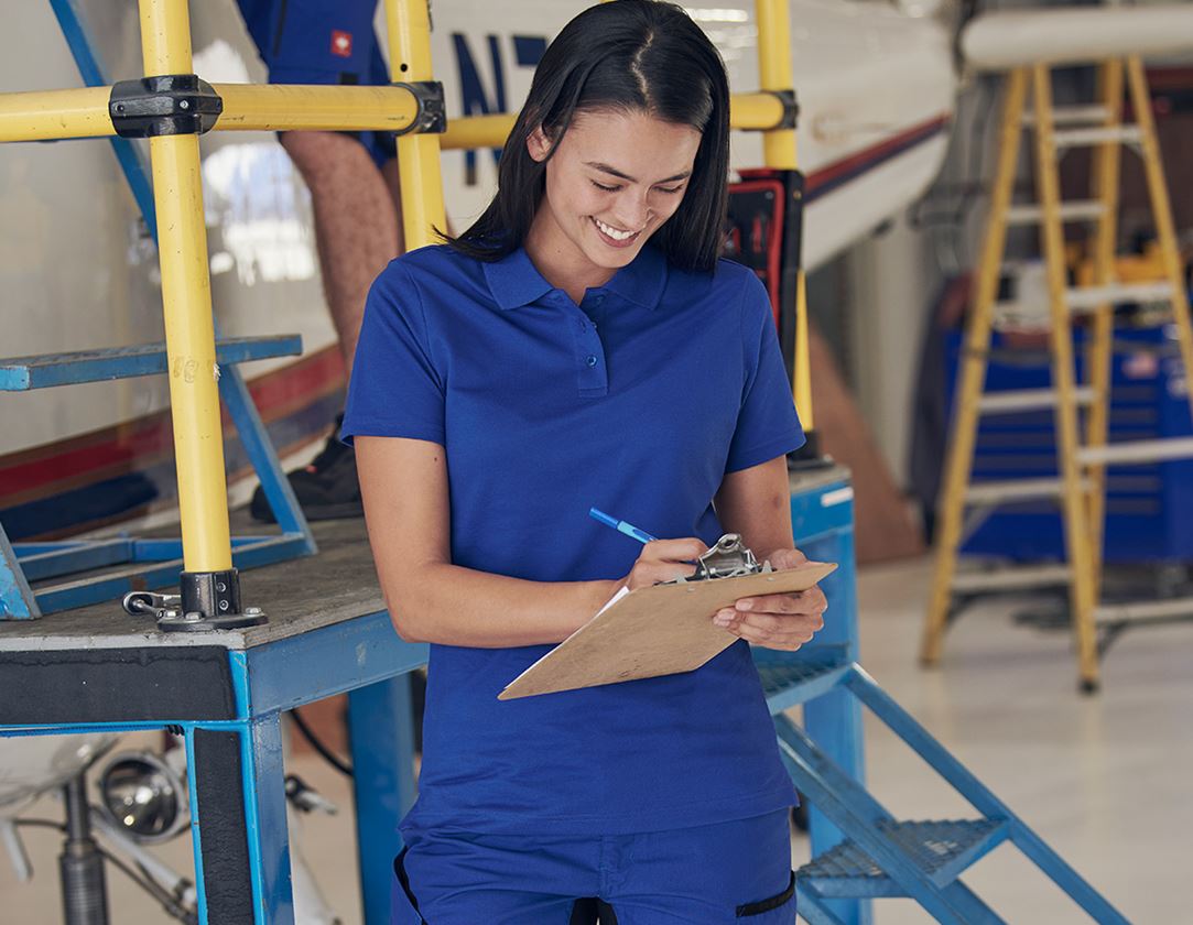 Hauts: e.s. Fonctionnel polo poly cotton, femmes + bleu royal