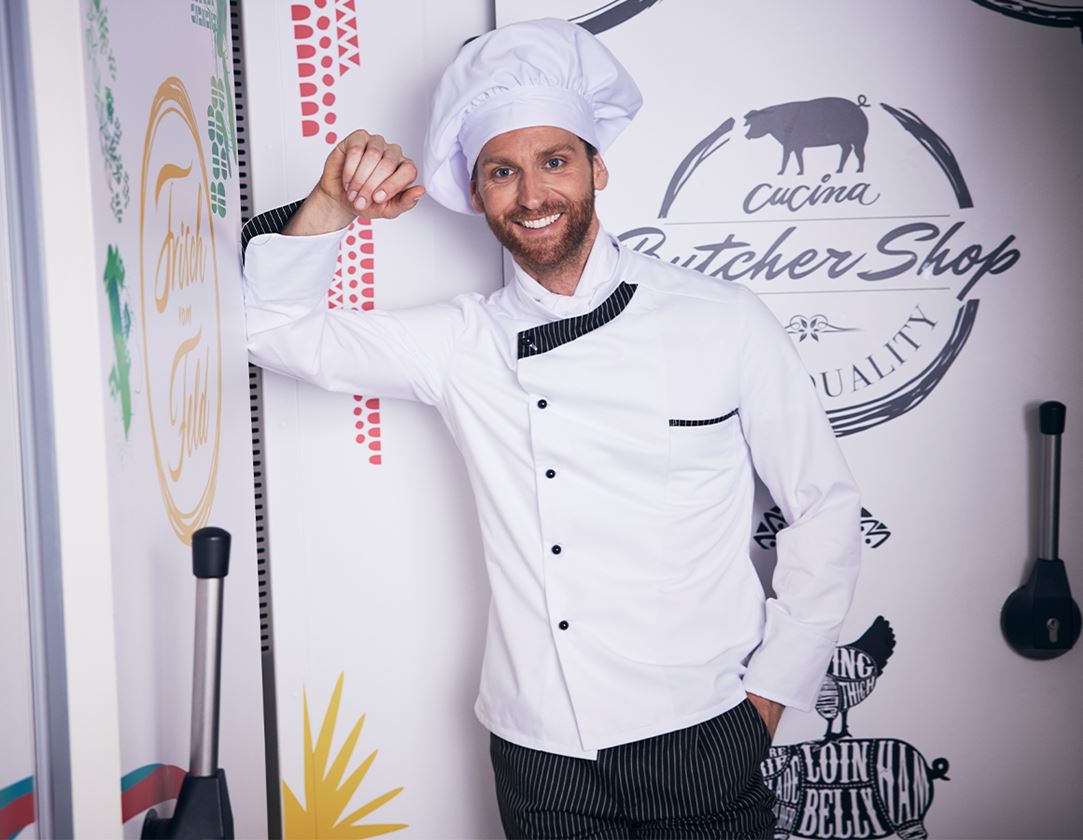 Shirts, Pullover & more: Chefs Jacket Elegance Long-Sleeved + white/black