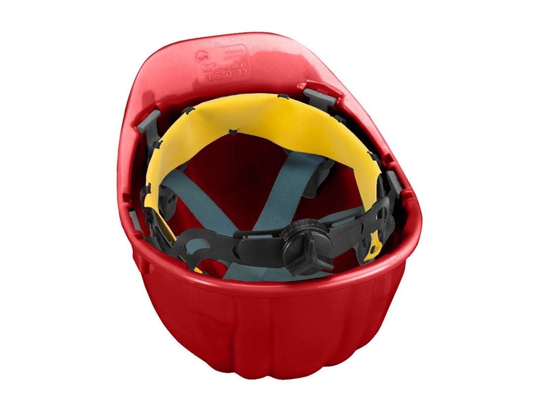Casques de Sécurité: Casque Baumeister, 6 points, fermeture rotative + rouge