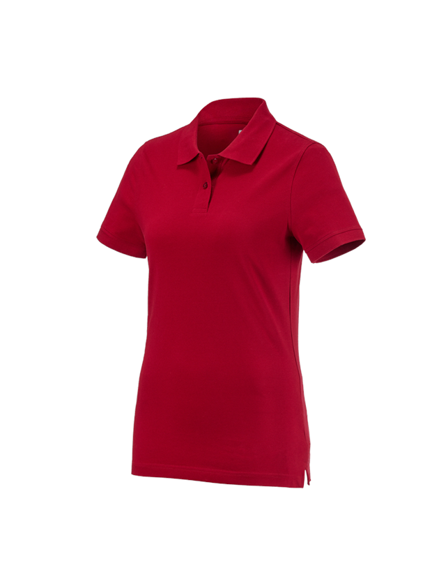 Hauts: e.s. Polo cotton, femmes + rouge vif