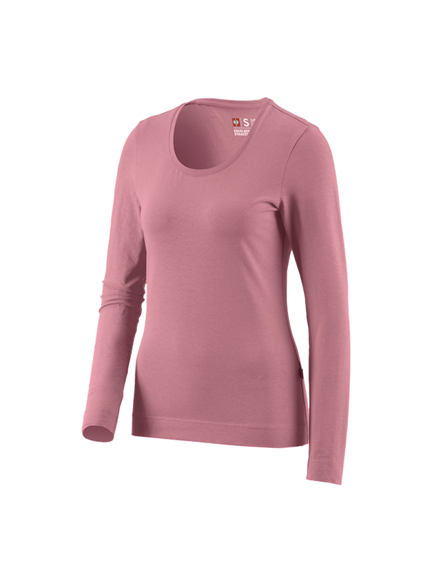 Hauts: e.s. Longsleeve cotton stretch, femmes + vieux rose