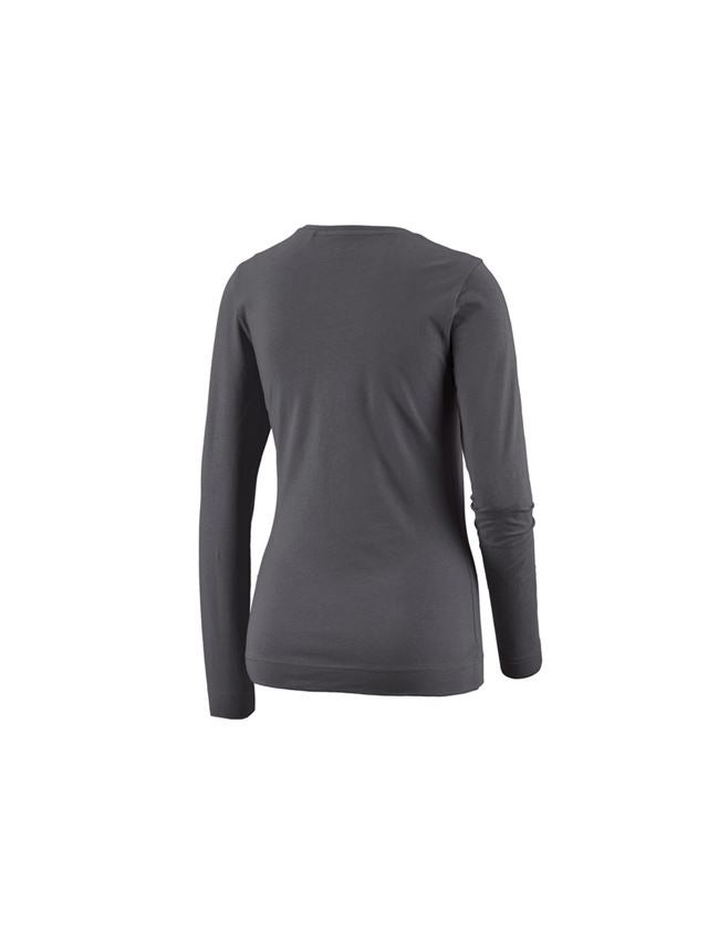 Hauts: e.s. Longsleeve cotton stretch, femmes + anthracite 3