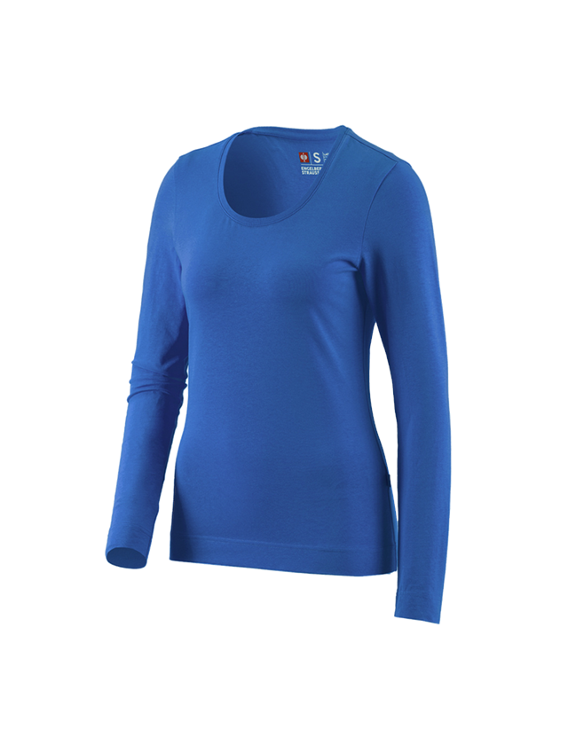 Hauts: e.s. Longsleeve cotton stretch, femmes + bleu gentiane 2