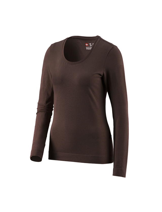 Shirts, Pullover & more: e.s. Longsleeve cotton stretch, ladies' + chestnut
