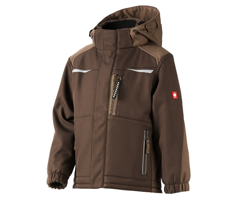 Dzsekik: Gyermek softshell dzseki e.s.motion + gesztenye/mogyoró