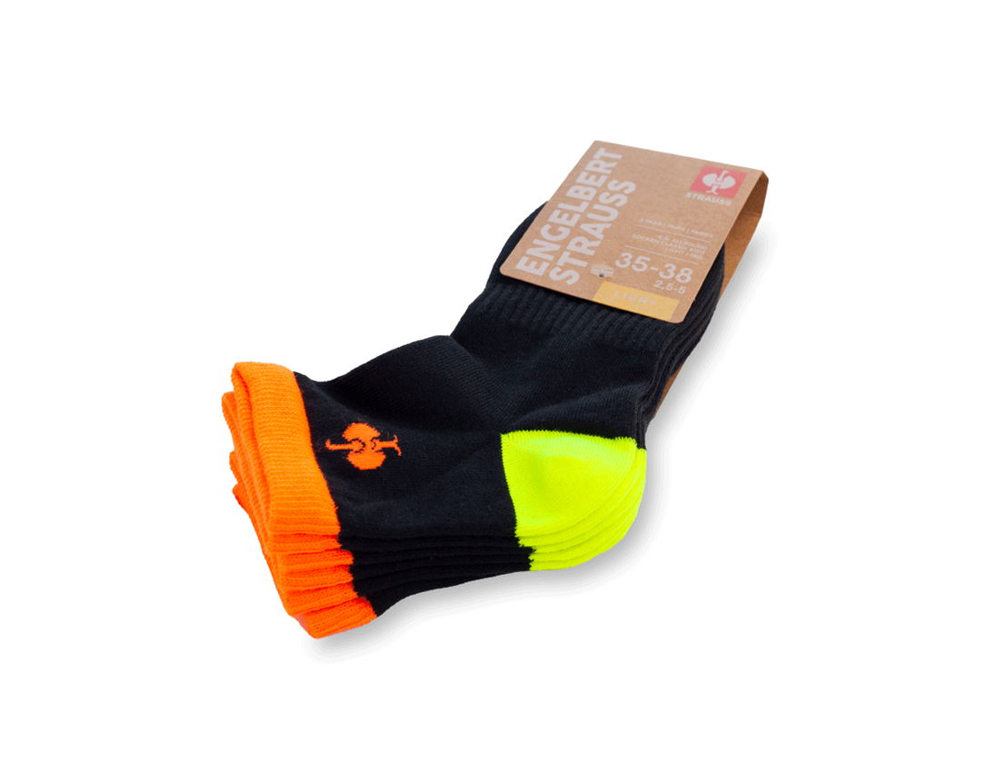 Zoknik | Térdzoknik: e.s.Allround Classic light/mid zokni gyermek 3 db + fekete/láthatósági sárga