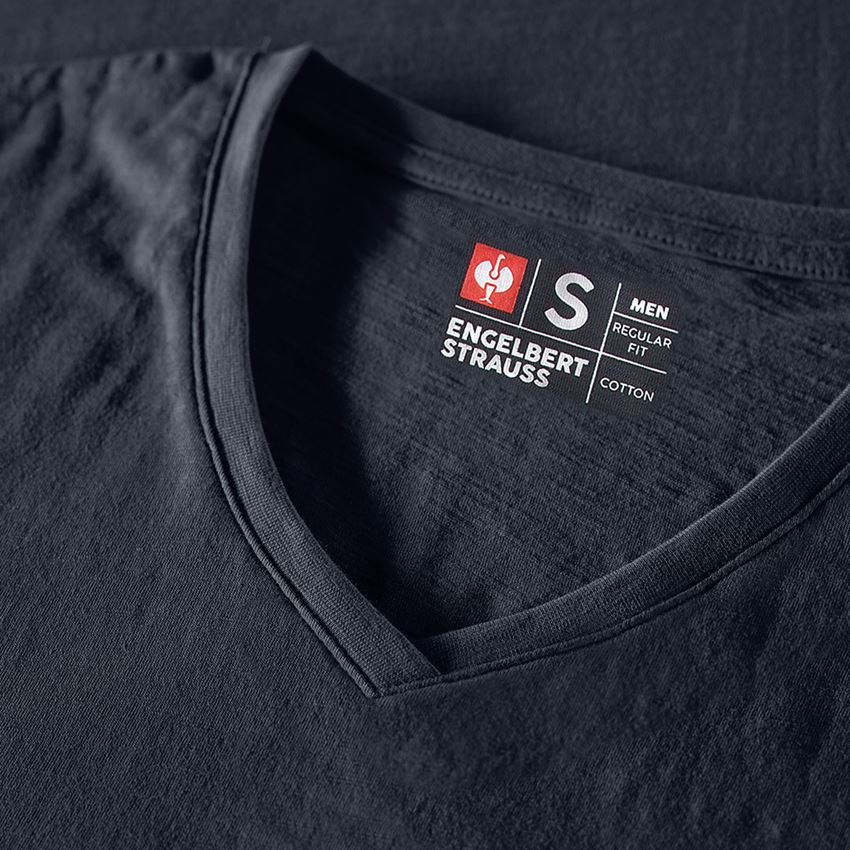 Pólók és egyebek: e.s. póló cotton slub V-nyakú + zafír 2