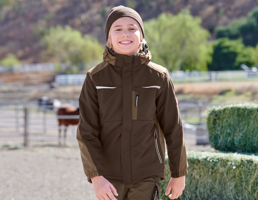 Dzsekik: Gyermek softshell dzseki e.s.motion + gesztenye/mogyoró