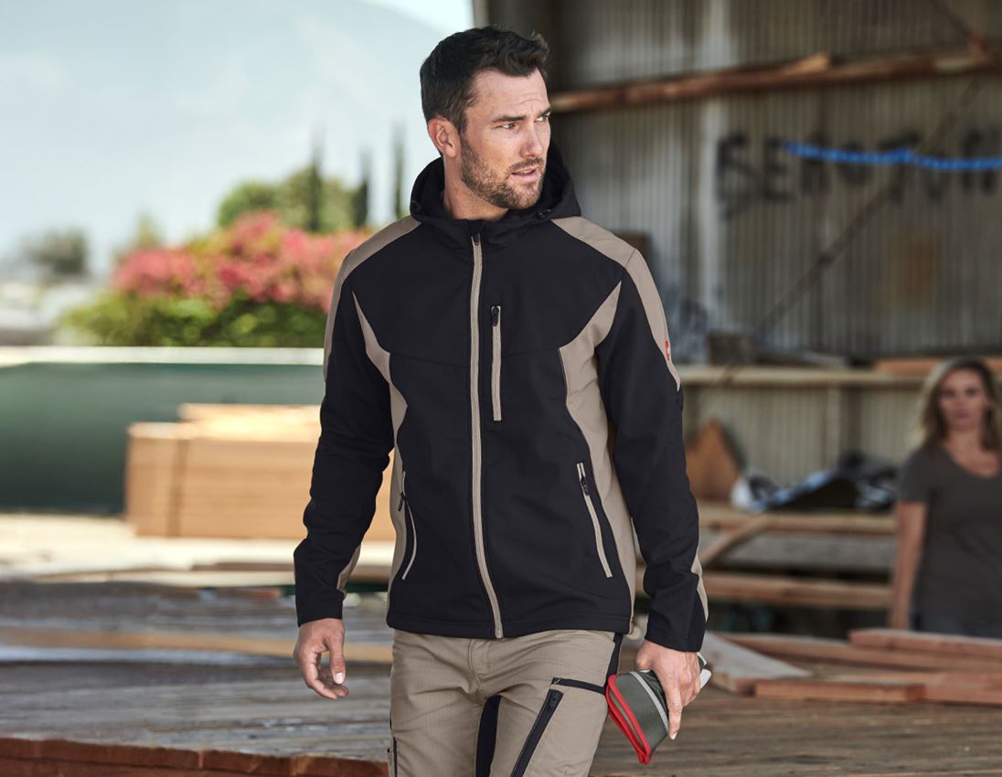 Dzsekik: Softshell dzseki e.s.vision + fekete/agyag