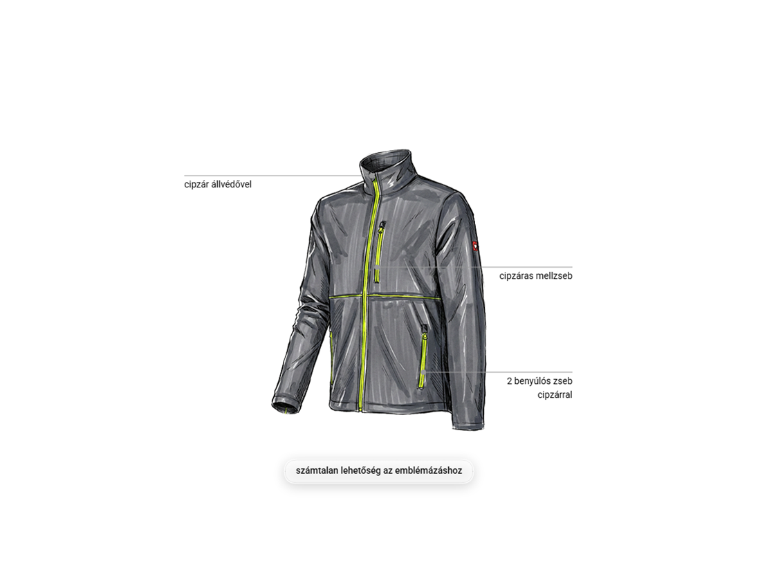 Dzsekik: Softshell dzseki e.s.line.core + szénszürke/láthatósági sárga 1
