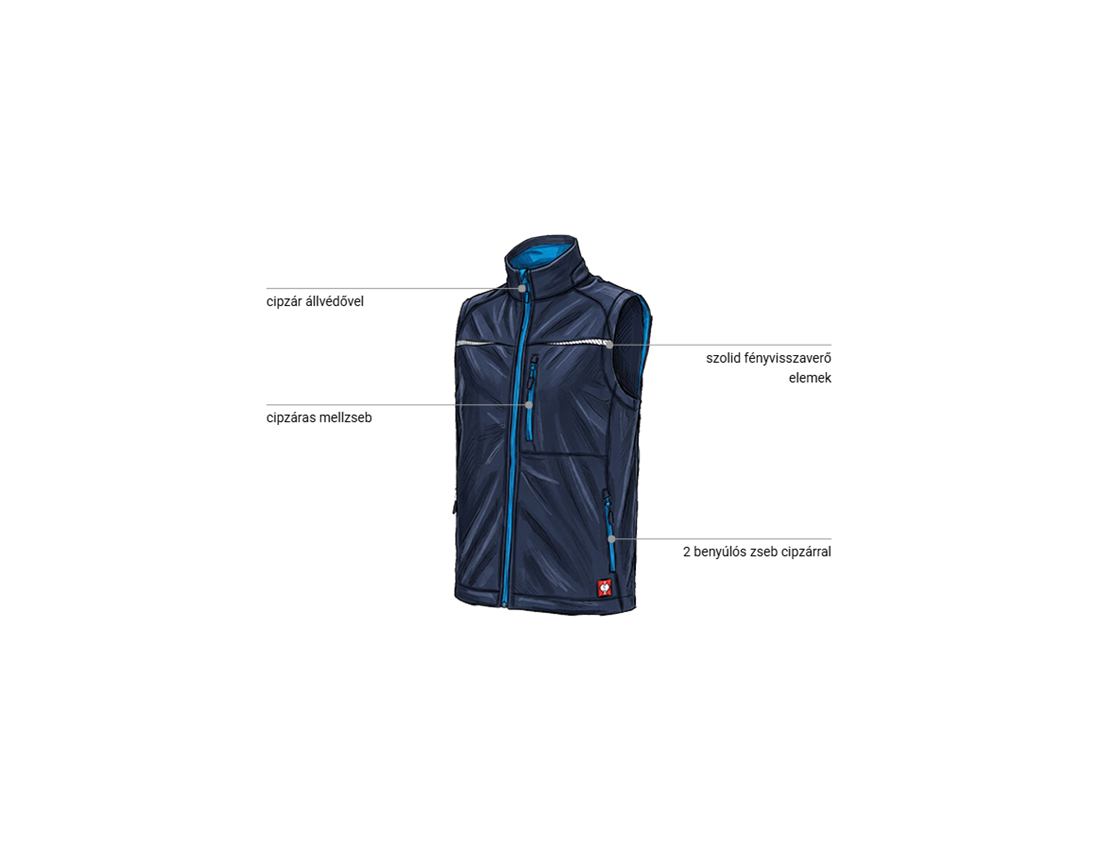 Mellények: Softshell mellény e.s.motion 2020 + sötétkék/atoll 1