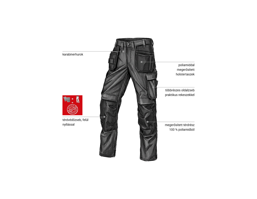 Nadrágok: Szteccs holster derekas nadrág e.s.line.core + fekete/platina 1