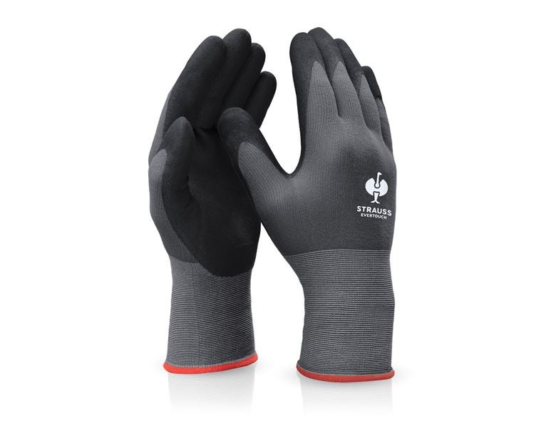 Vista principale, Espanso di nitrile, e.s. guanti in nitrile evertouch micro, nero/grigio