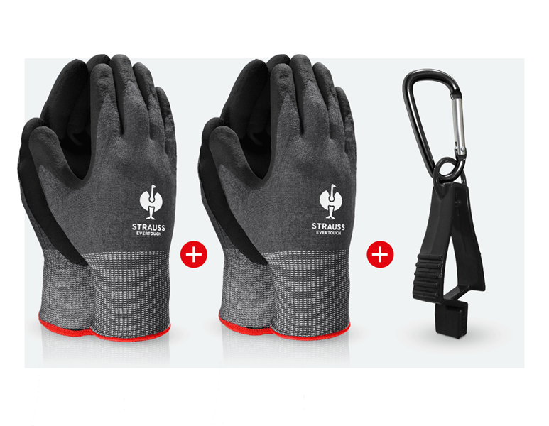 Vista principale, Set azioni, 2x Guanti in nitrile allseasons + Porta guanti, nero/grigio
