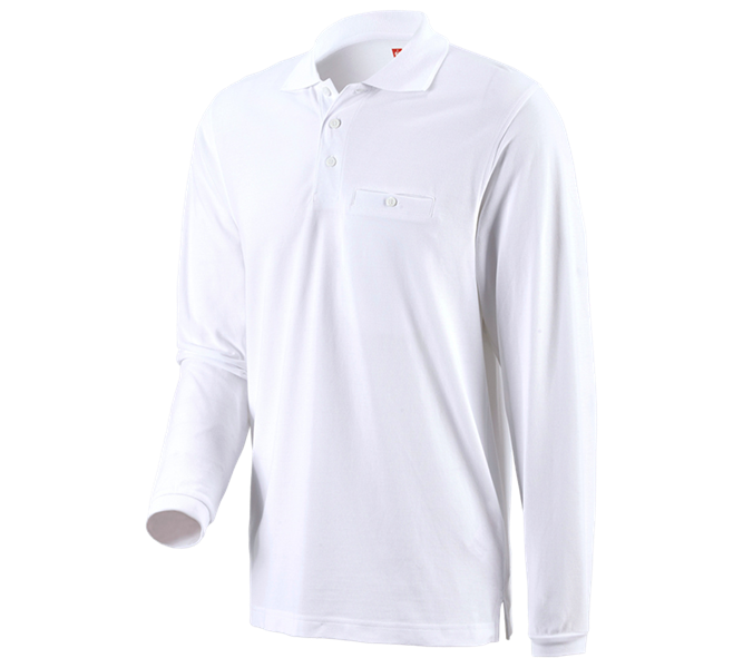 Vista principale, Basics, e.s. longsleeve polo cotton Pocket, bianco