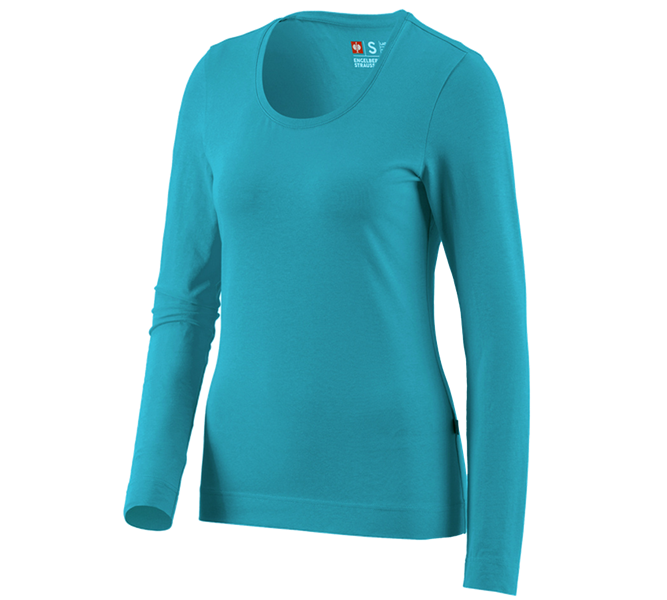 Vista principale, Donna, e.s. longsleeve cotton stretch, donna, oceano