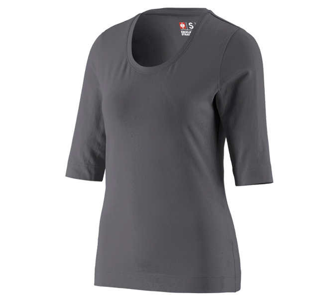 Vista principale, Basics, e.s. maglia con manica a 3/4 cotton stretch, donna, antracite 