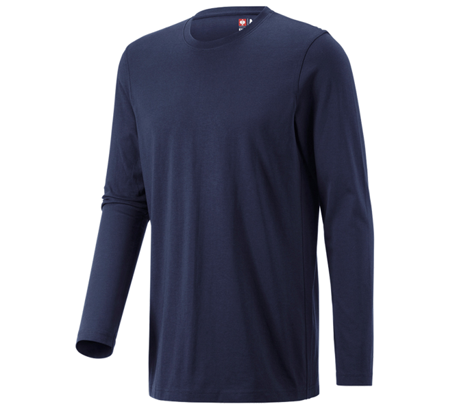Hauptansicht, Basics, e.s. Longsleeve cotton, long fit, dunkelblau