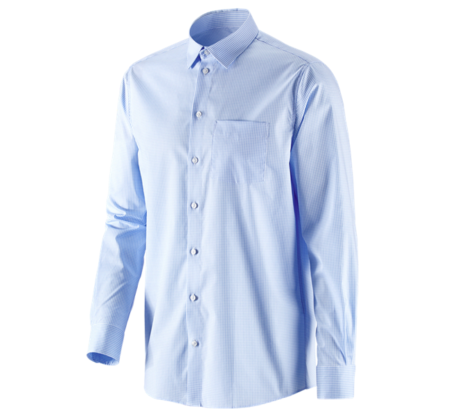 Hauptansicht, Basics, e.s. Business Hemd cotton stretch, comfort fit, frostblau kariert