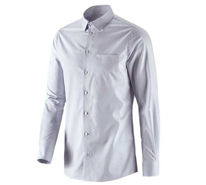 Hauptansicht, Hemden, e.s. Business Hemd cotton stretch, slim fit, nebelgrau kariert