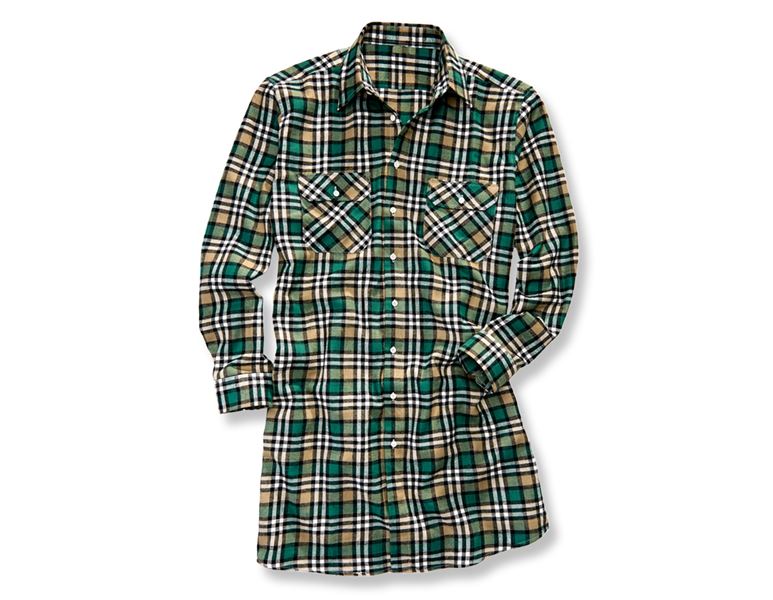 Vista principale, Camicia, Camicia in cotone Bergen, extra lunga, verde/nero/gesso