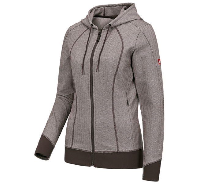 Hauptansicht, Sweats | Hoodies, e.s. Funktions Kapuzenjacke herringbone, Damen, kastanie