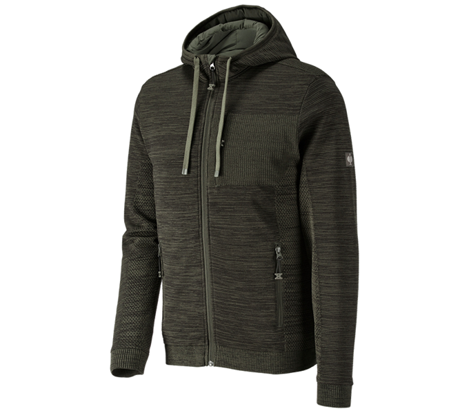 Hauptansicht, Bekleidung, Windbreaker Kapuzenstrickjacke e.s.motion ten, tarngrün melange