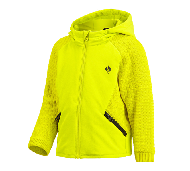 Vista principale, Bambino, Giacca ibr.in maglia c.cappuccio e.s.trail,bambino, giallo acido/nero