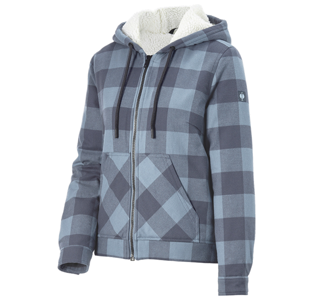 Vista principale, Giacche in pile| In maglia, Giacca con cappuccio a quadri e.s.iconic, donna, blu garofano/blu ossido