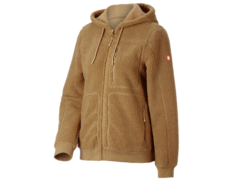 Hauptansicht, Gastro, Faserpelz Kapuzenjacke e.s.e:pic, Damen, mandelbraun