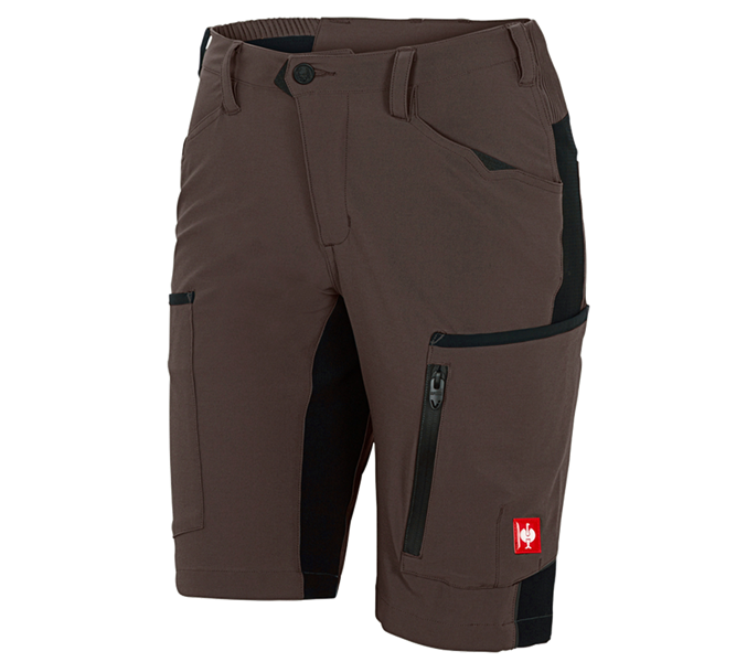 Vista principale, Pantaloni da lavoro, Short e.s.vision stretch, donna, castagna/nero