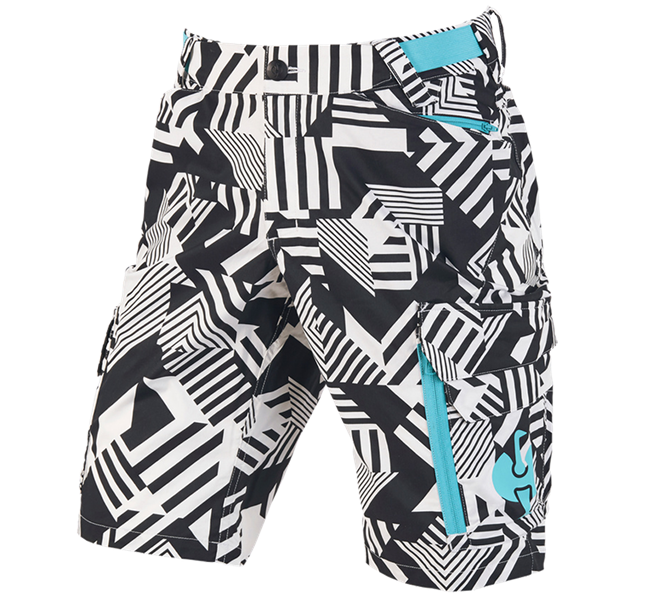 Hauptansicht, Shorts | 3/4 Hosen, Short e.s.trail, schwarz/weiß/lapistürkis