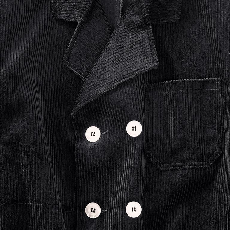 Giacca Oversize In Velluto A Coste Nera Grunge Con Tasche