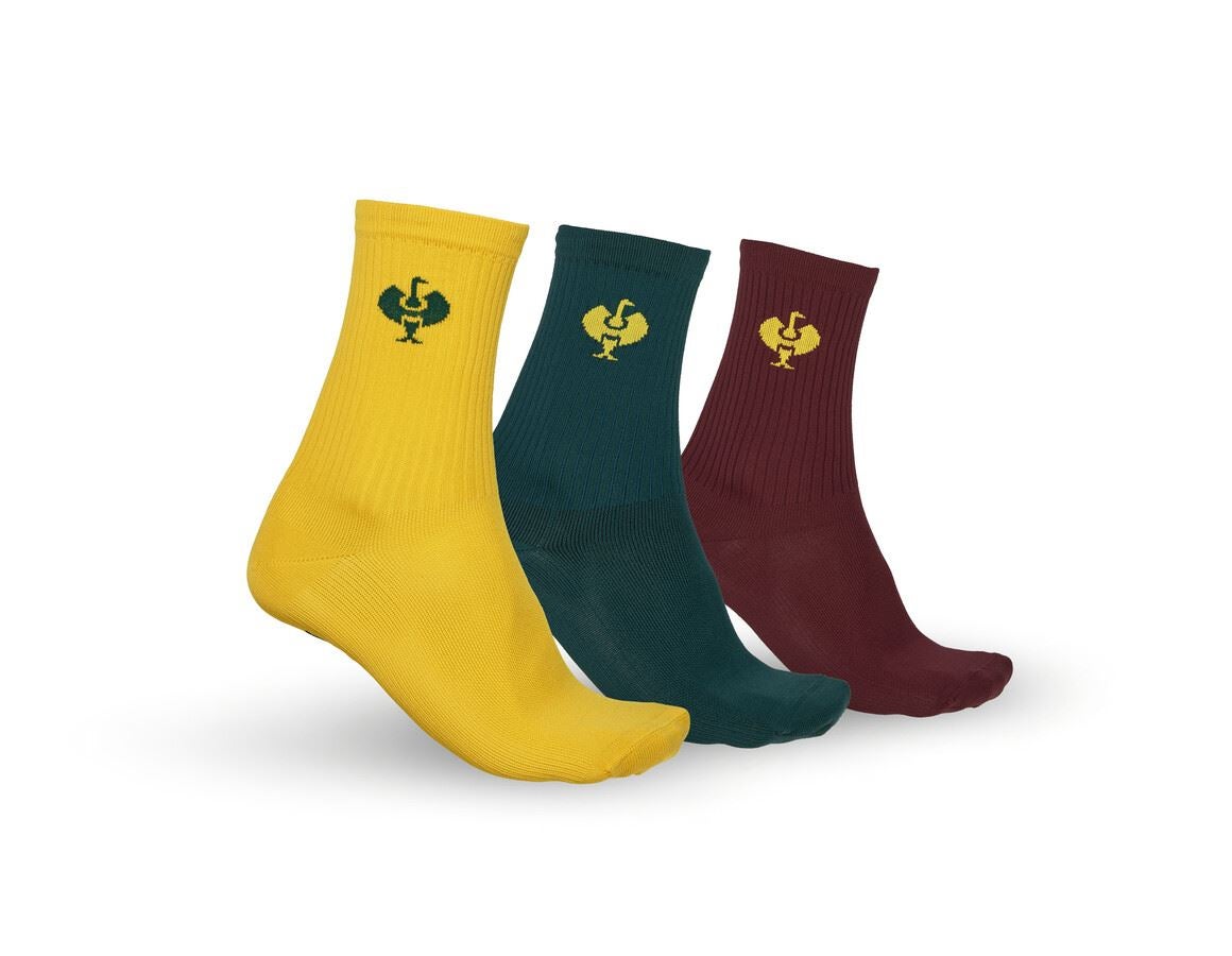 Socken | Strümpfe: Funktionssocken e.s.trail light/high, 3er pack + smaragdgrün+mahagonirot+chromgelb