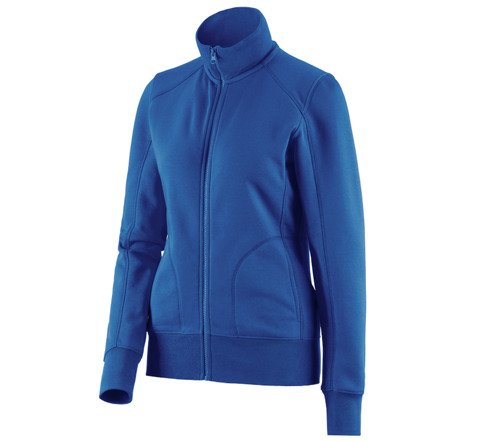 Themen: e.s. Sweatjacke poly cotton, Damen + enzianblau