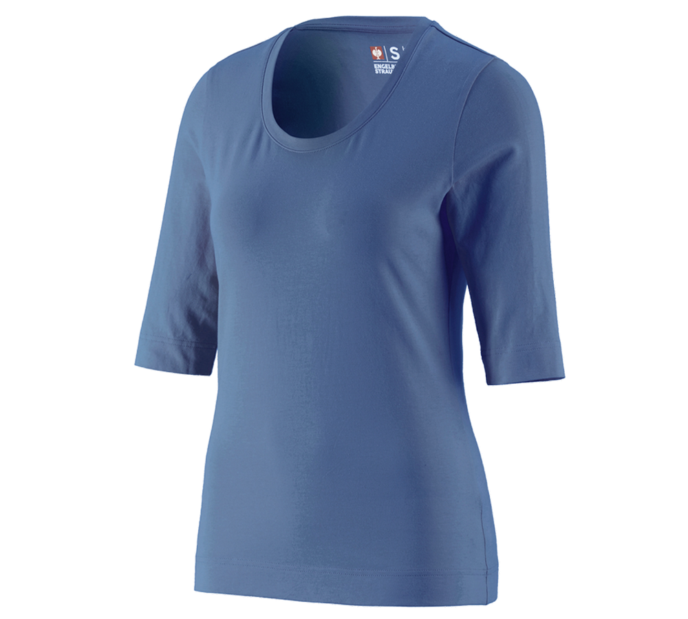 Maglie | Pullover | Bluse: e.s. maglia con manica a 3/4 cotton stretch, donna + cobalto