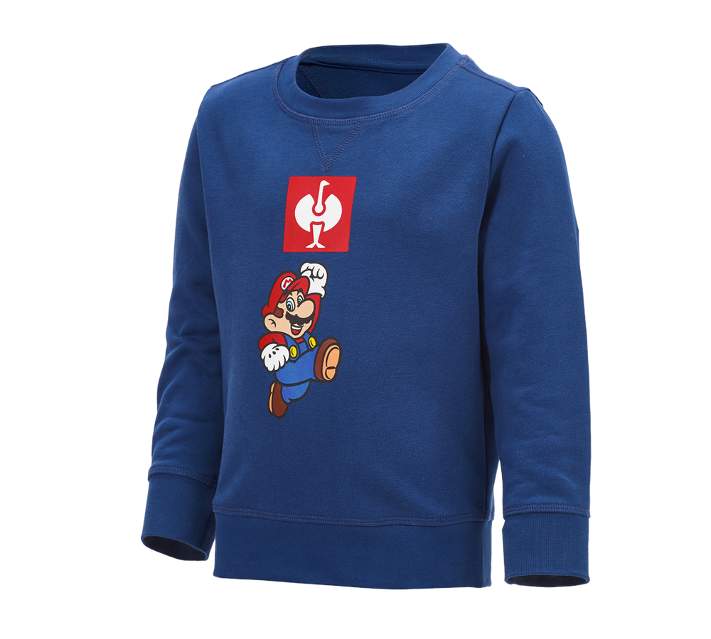 Kollaborationen: Super Mario Sweatshirt, Kinder + alkaliblau