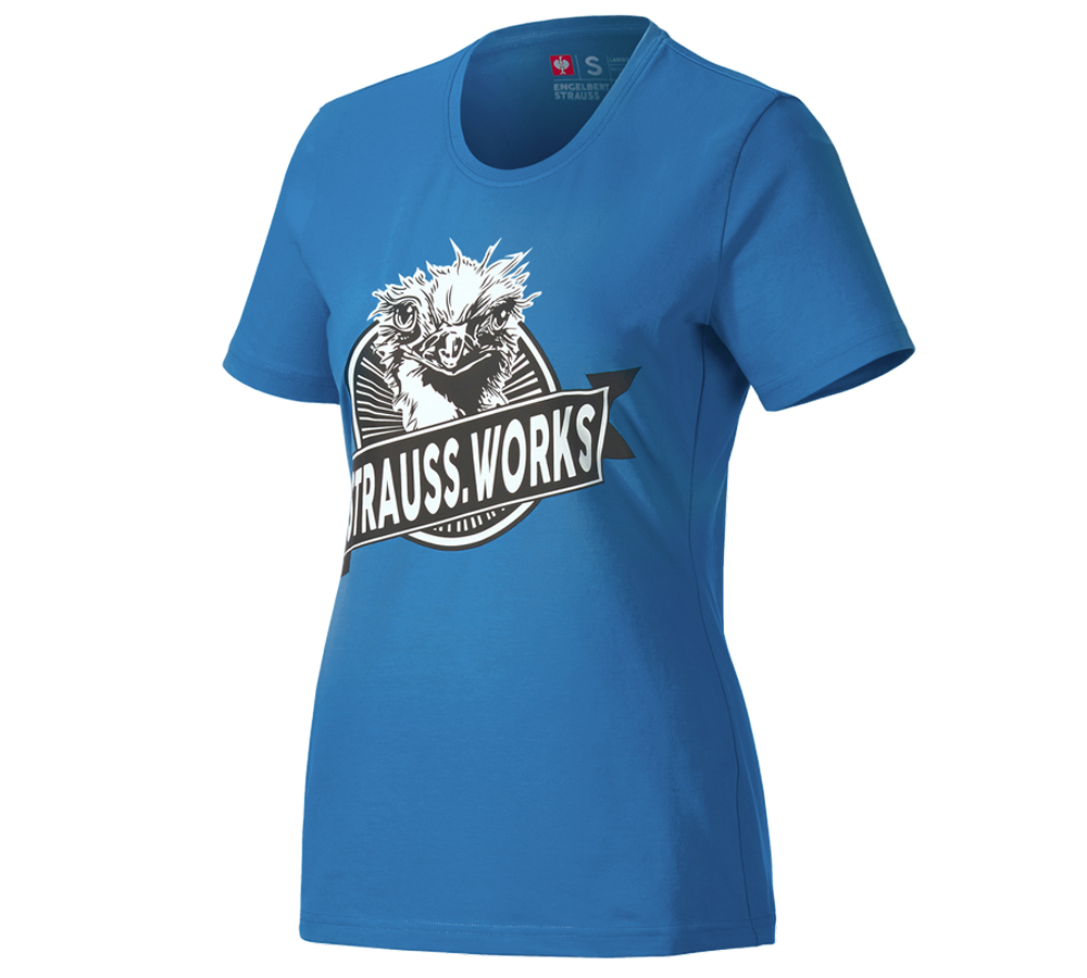 Bekleidung: e.s. T-Shirt strauss works, Damen + enzianblau