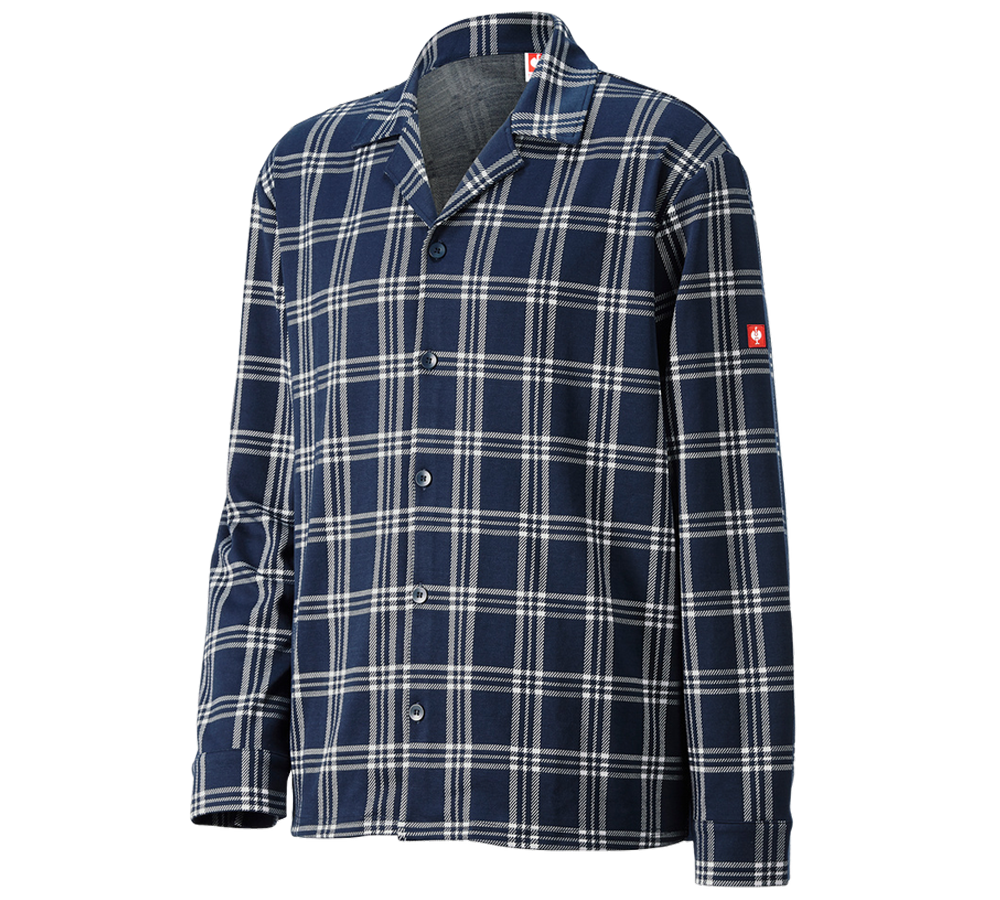 Shirts & Co.: e.s. Karo-Pyjama Oberteil + tiefblau/weiß