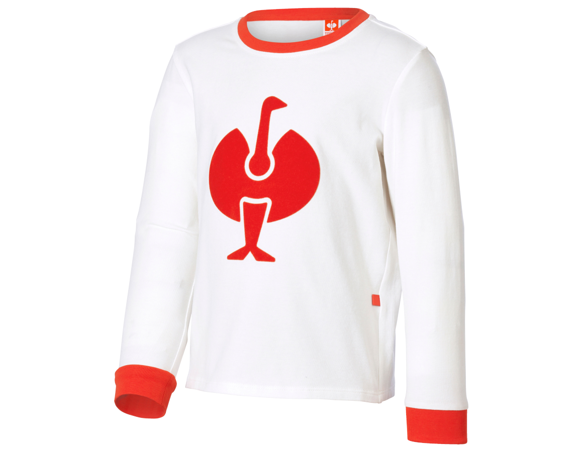 Accessoires: e.s. Pyjama Longsleeve cotton stretch, Kinder + weiß/straussrot